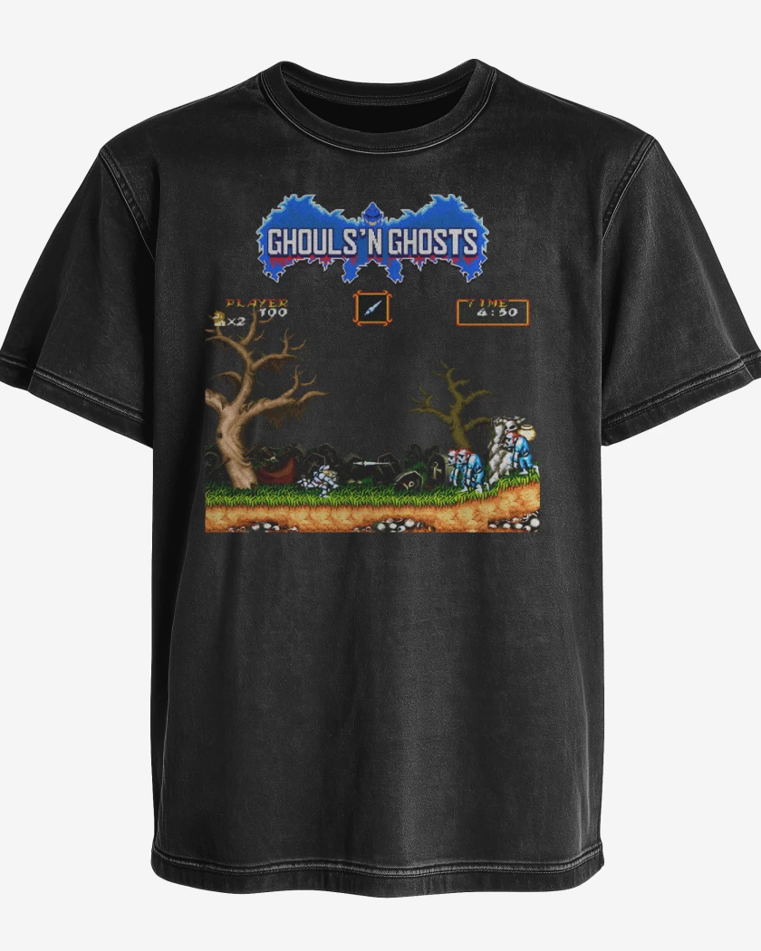 Polera desgastada Ghouls 8 bits