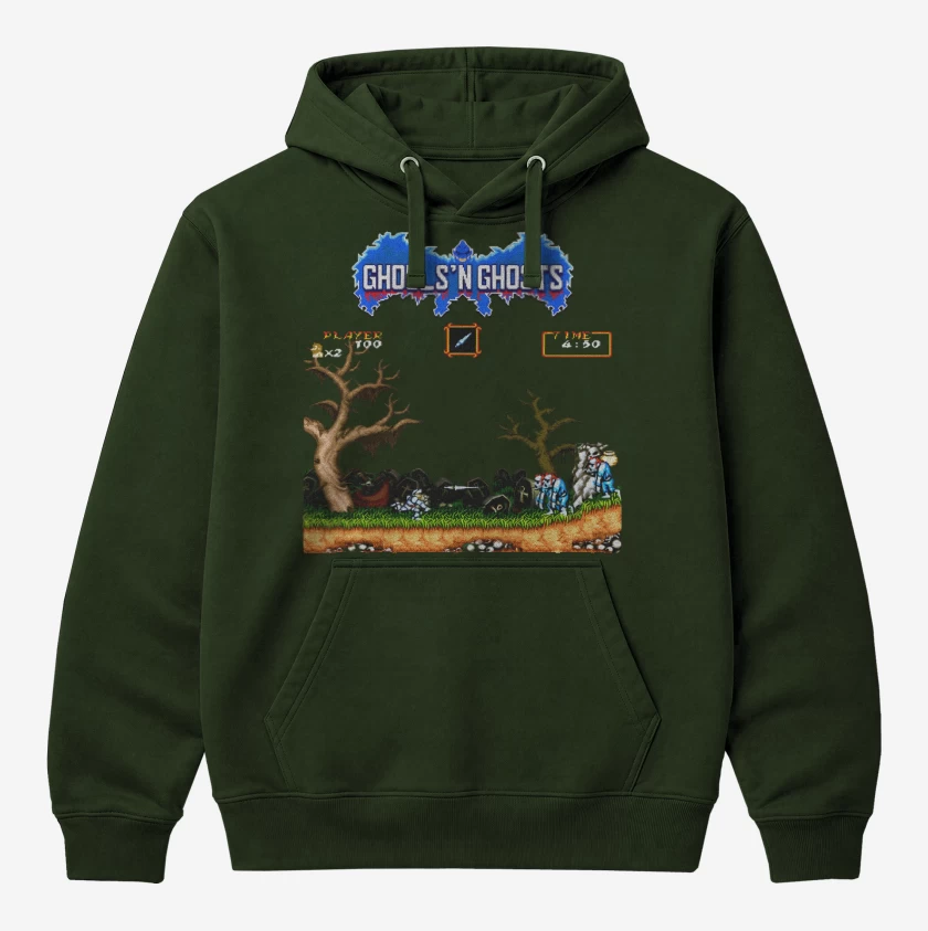 Polerón Canguro Verde Bosque de Ghouls 8 bits