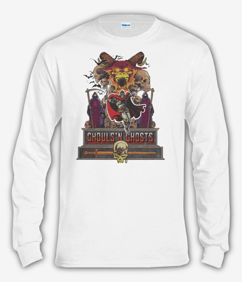 Polera manga larga Blanco de Ghouls n Ghosts