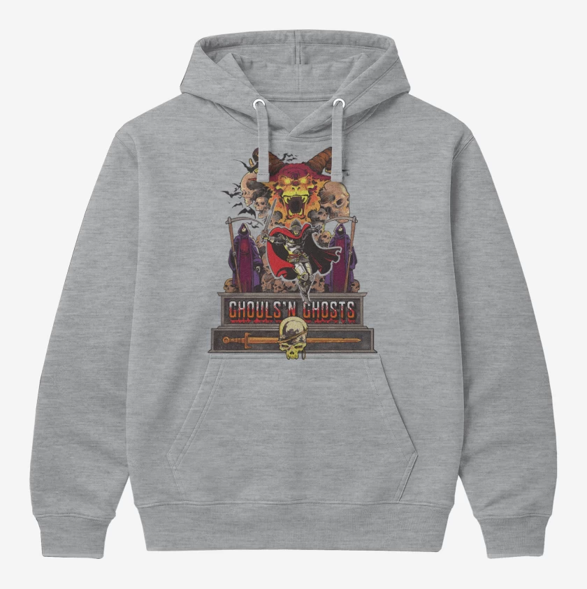 Polerón Canguro Gris Melange de Ghouls n Ghosts