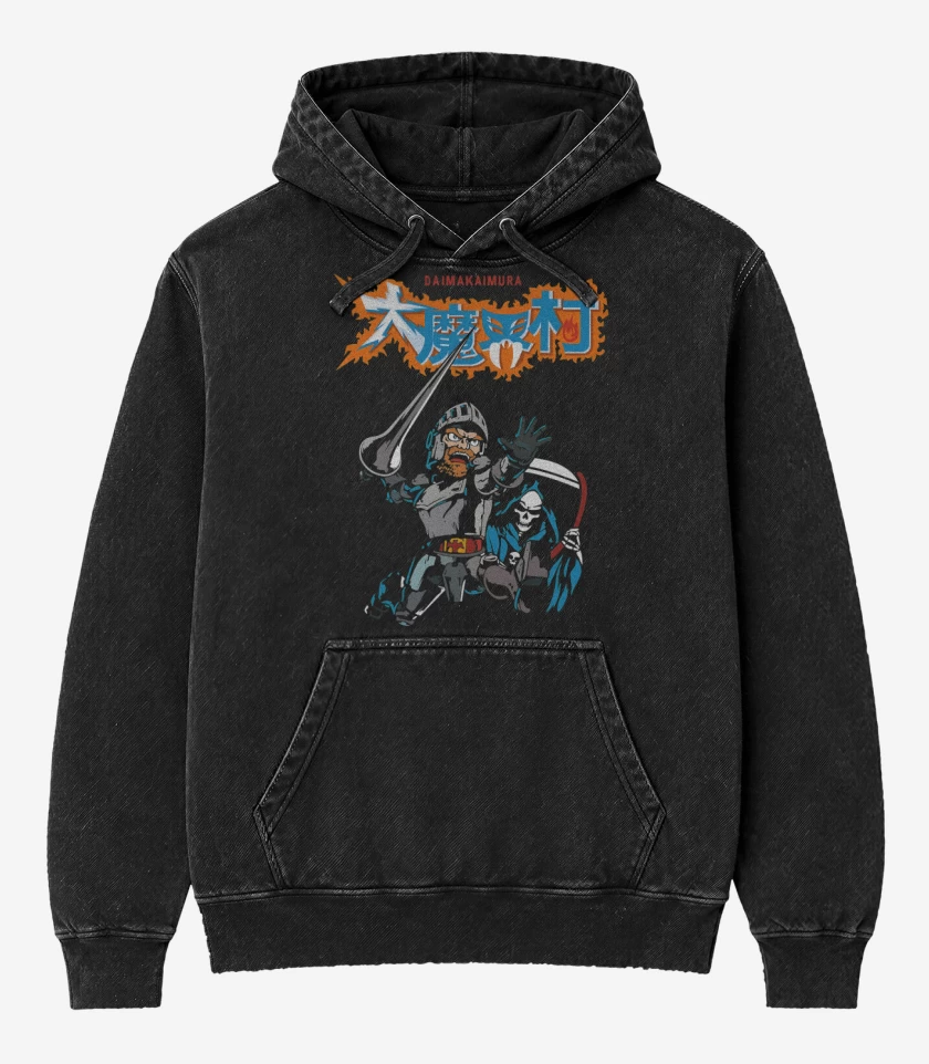 Poleron Canguro Acid Wash Negro de Daimakaimura