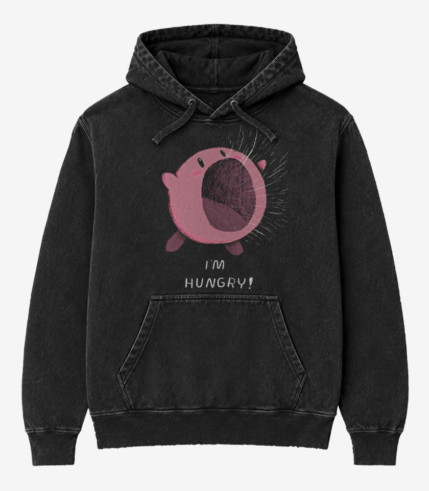 Poleron Canguro Acid Wash Negro de Tengo Hambre