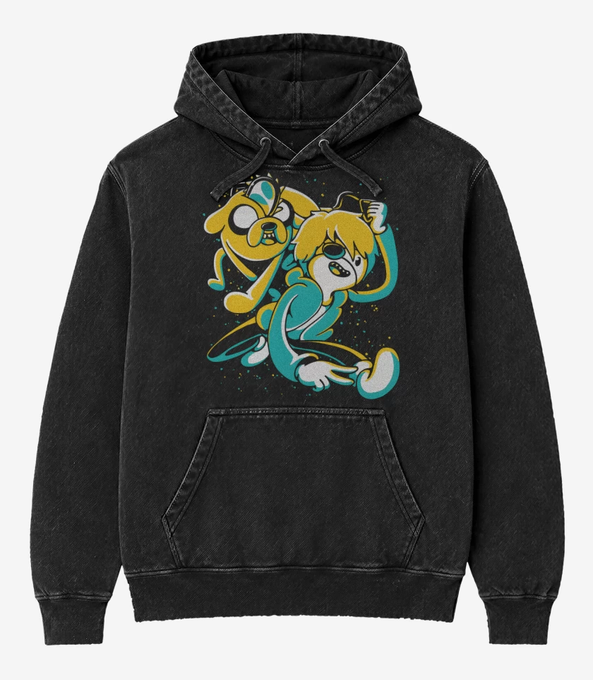 Poleron Canguro Acid Wash Negro de Hora de la Motosierra