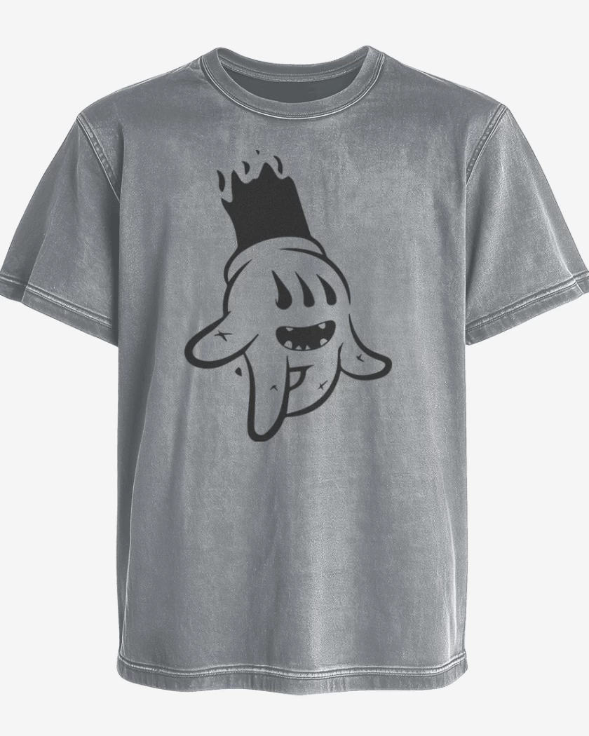 Polera desgastada Gris Melange de Mickey hand 3
