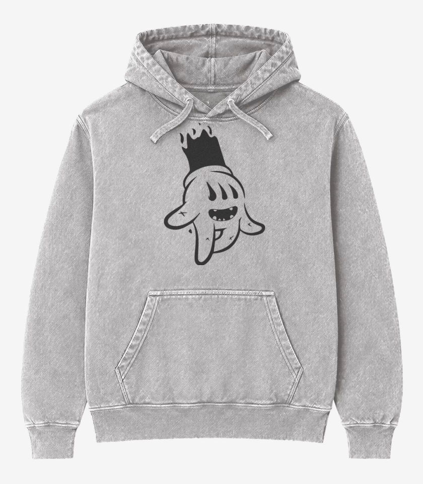 Poleron Canguro Acid Wash Gris Melange de Mickey hand 3