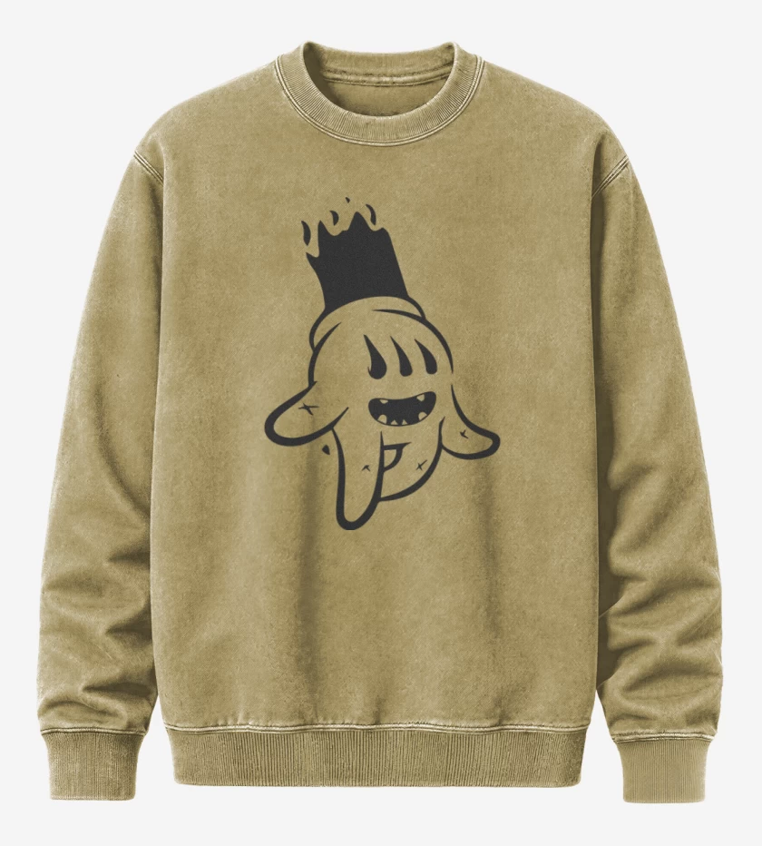 Poleron Polo Acid Wash Beige de Mickey hand 3