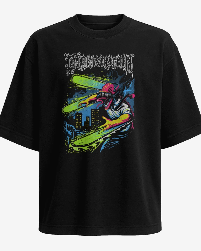 Polera Oversize Negro de Chainsaw Filth