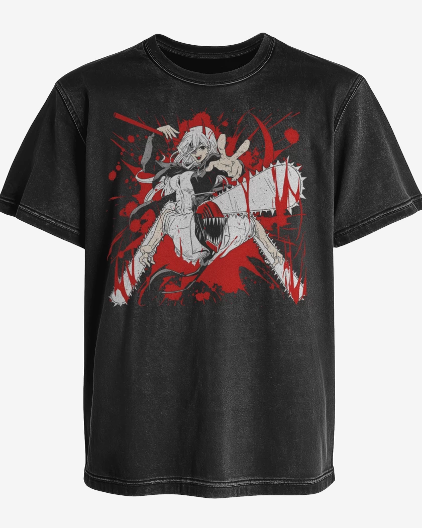 Polera desgastada Negro de Powersaw