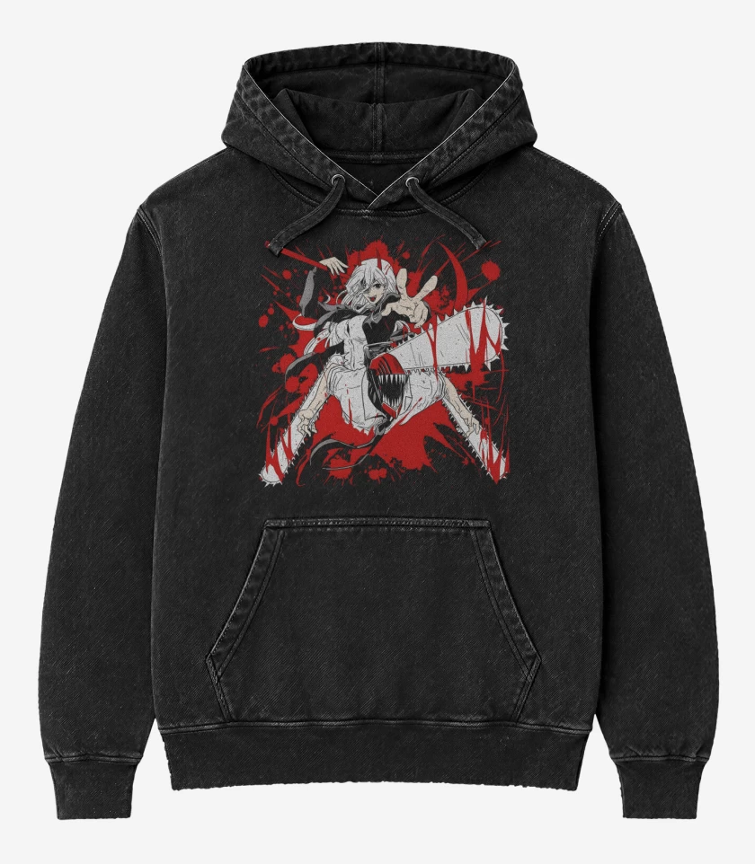 Poleron Canguro Acid Wash Negro de Powersaw