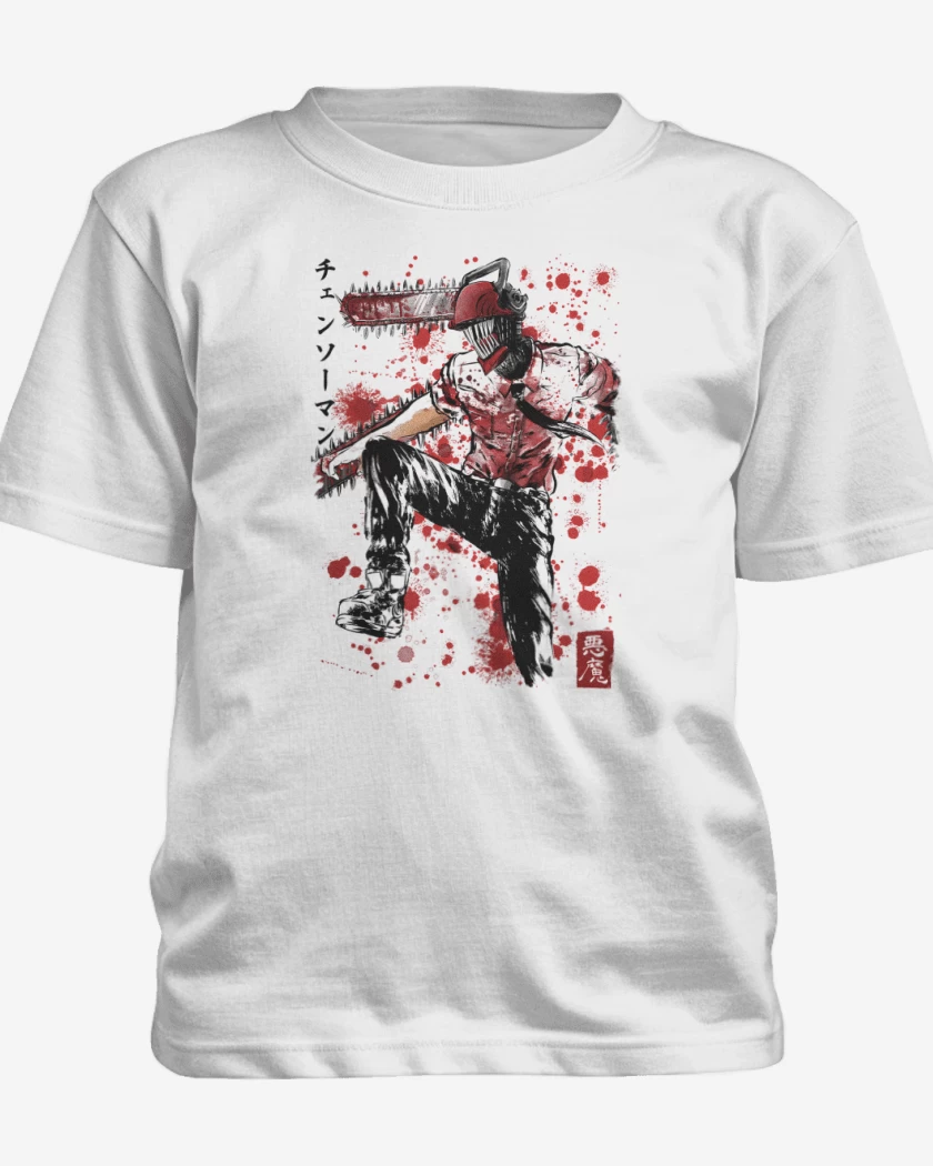 Polera de niño Blanco de Denji Saw