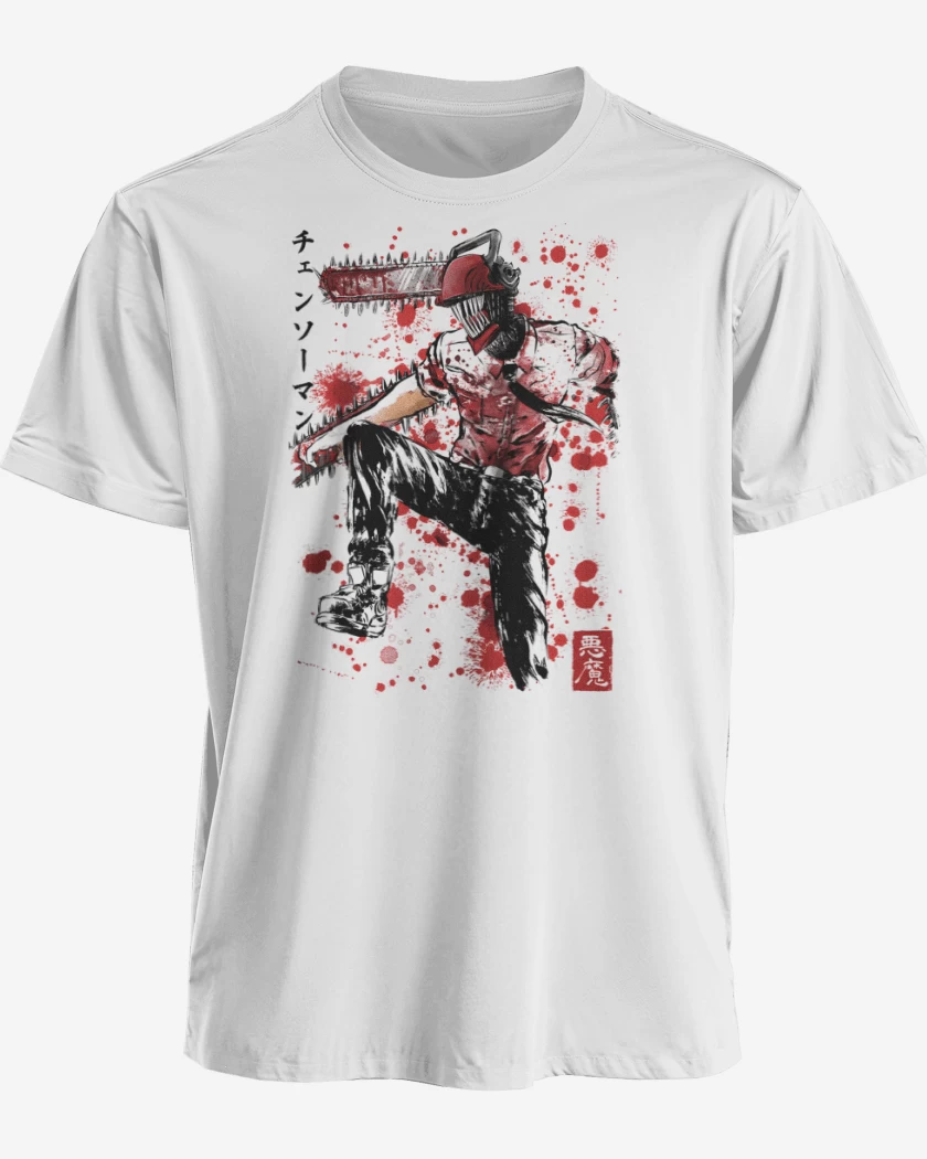 Polera premium Blanco de Denji Saw