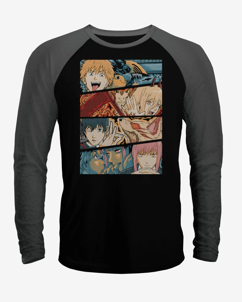 Polera Raglan Negro / Negro Heather de Hunters