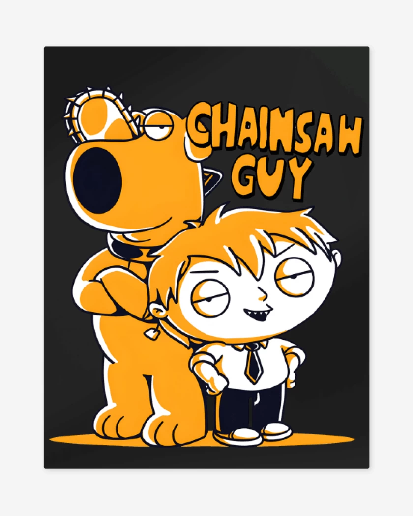 Print metalico Negro de Chainsaw Guy