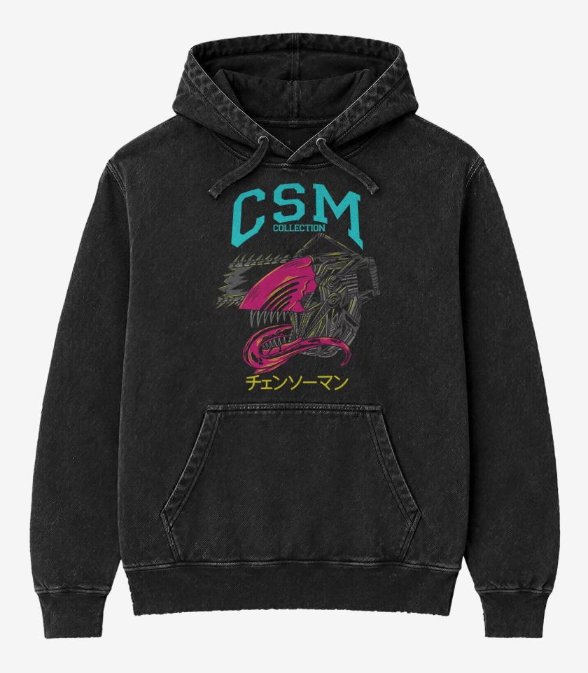 Poleron Canguro Acid Wash Negro de CSM Collection