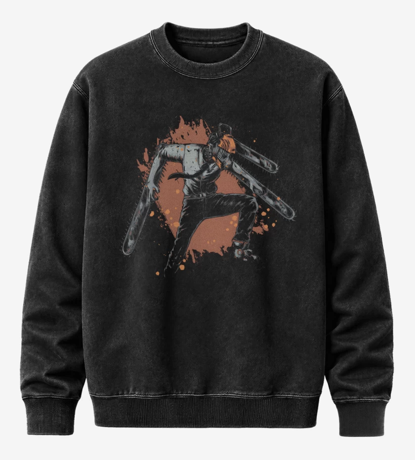 Poleron Polo Acid Wash Negro de Denji Sierra 