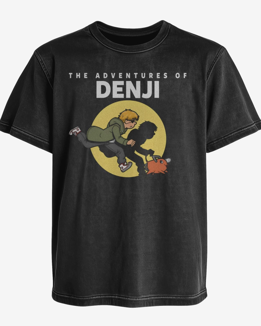 Polera desgastada Negro de Las Aventuras de Denji