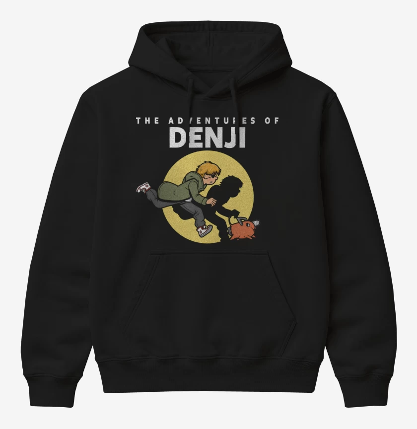 Poleron Canguro básico Negro de Las Aventuras de Denji