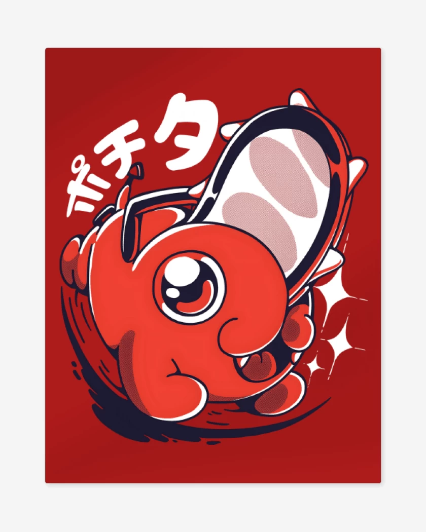 Print metalico Rojo de Pochita Cute