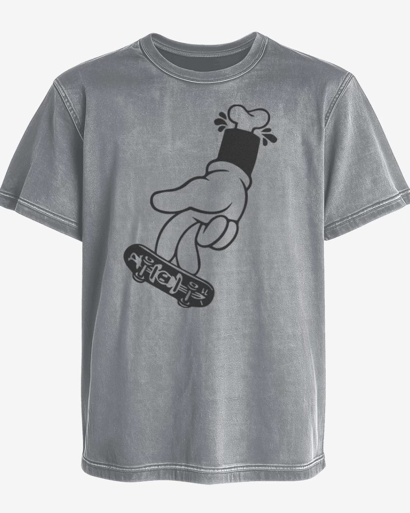 Polera desgastada Gris Melange de Mickey Hand 4