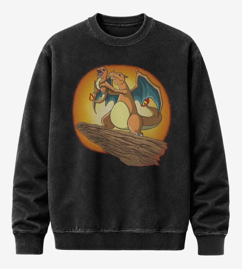 Poleron Polo Acid Wash Negro de King Charizard