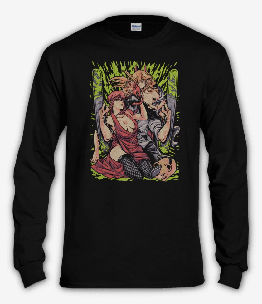Polera manga larga Negro de Makima Power x Denji