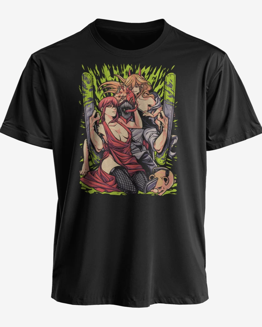 Polera premium Negro de Makima Power x Denji