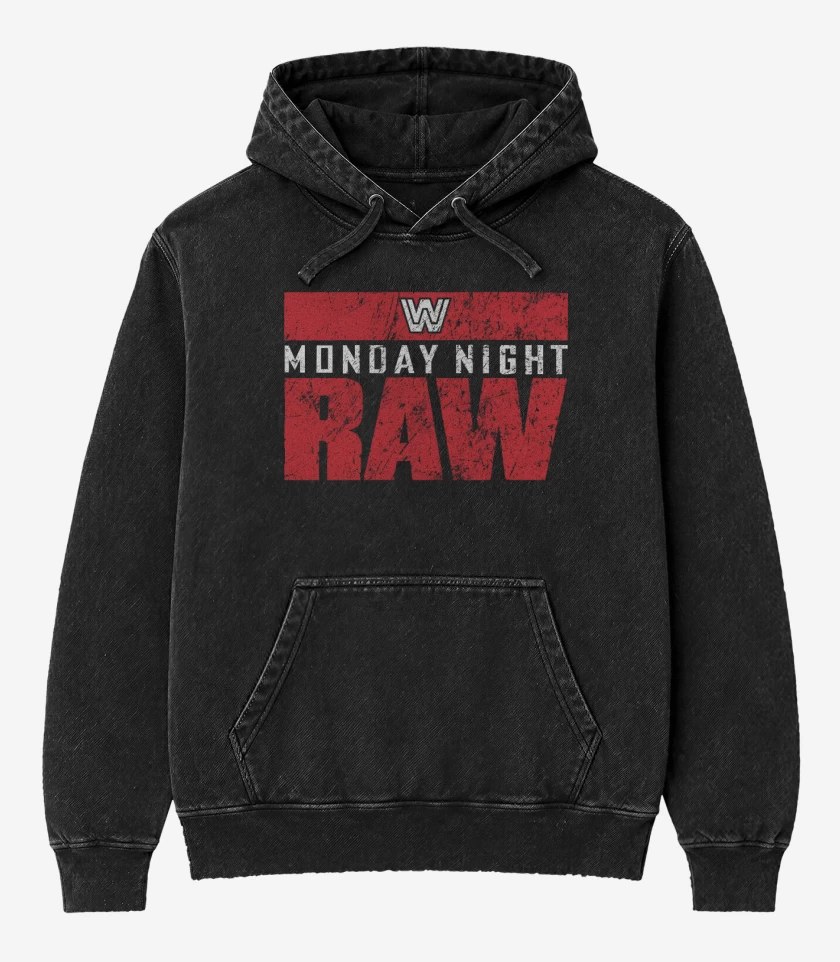 Poleron Canguro Acid Wash Negro de Monday Night Raw