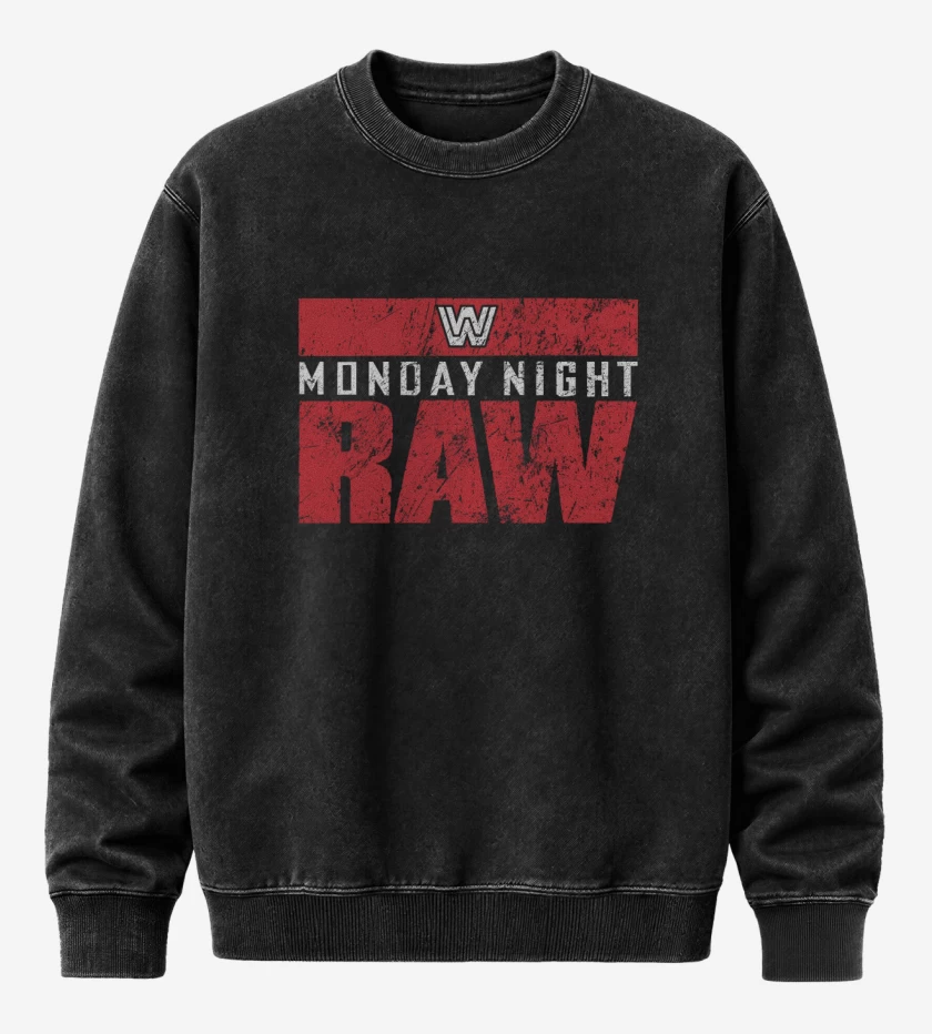 Poleron Polo Acid Wash Negro de Monday Night Raw