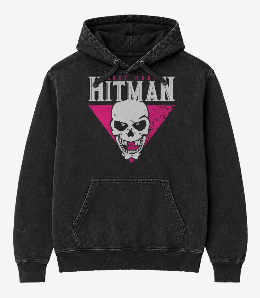 Poleron Canguro Acid Wash Negro de Hitman Hart