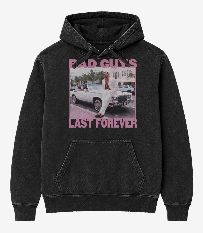 Poleron Canguro Acid Wash Negro de Bad Buys
