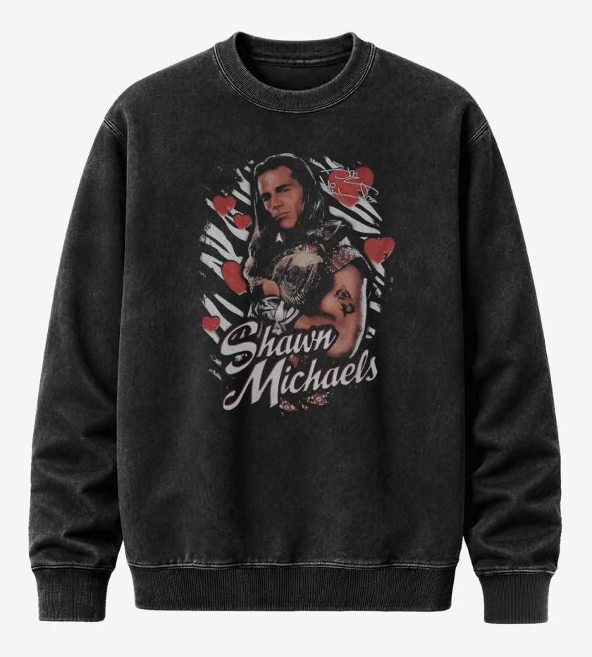 Poleron Polo Acid Wash Negro de Shawn Michaels Retro