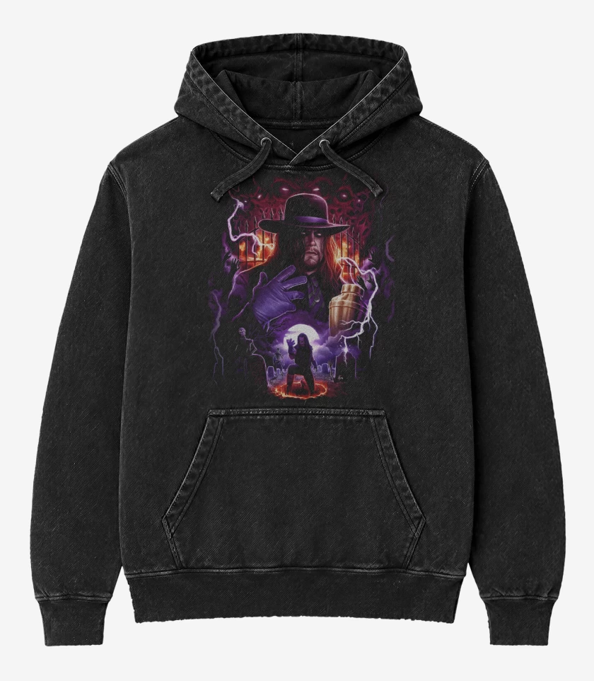 Poleron Canguro Acid Wash Negro de Classic Taker