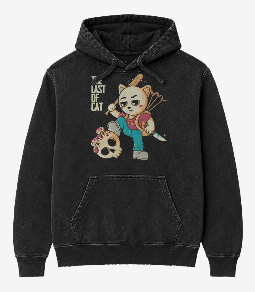 Poleron Canguro Acid Wash Negro de The Last of Cat