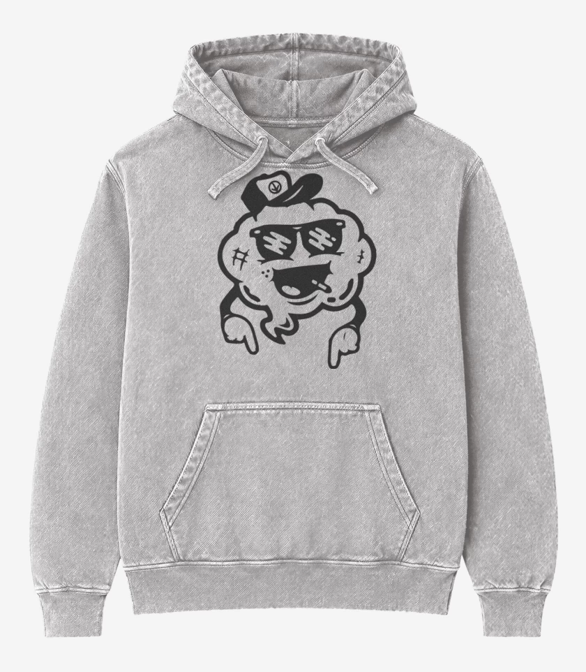 Poleron Canguro Acid Wash Gris Melange de Nube 