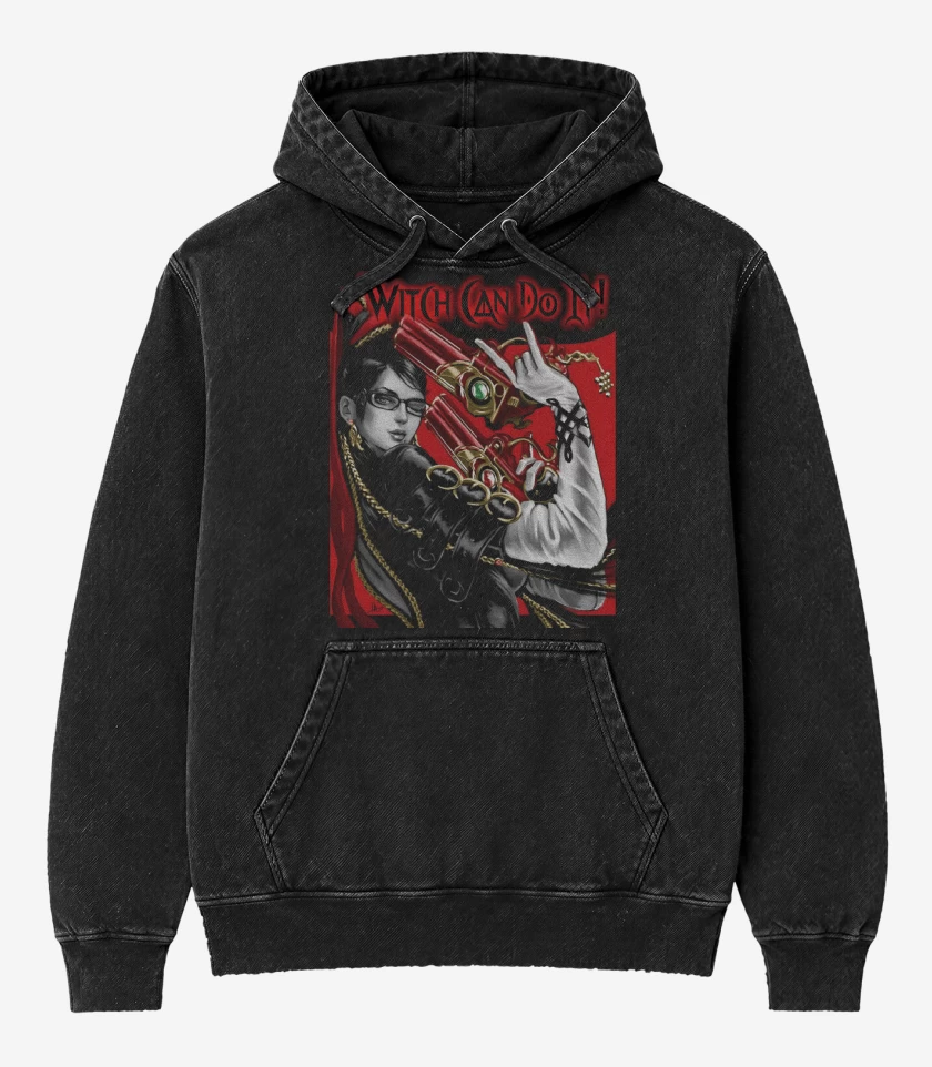 Poleron Canguro Acid Wash Negro de Witch Can Do It