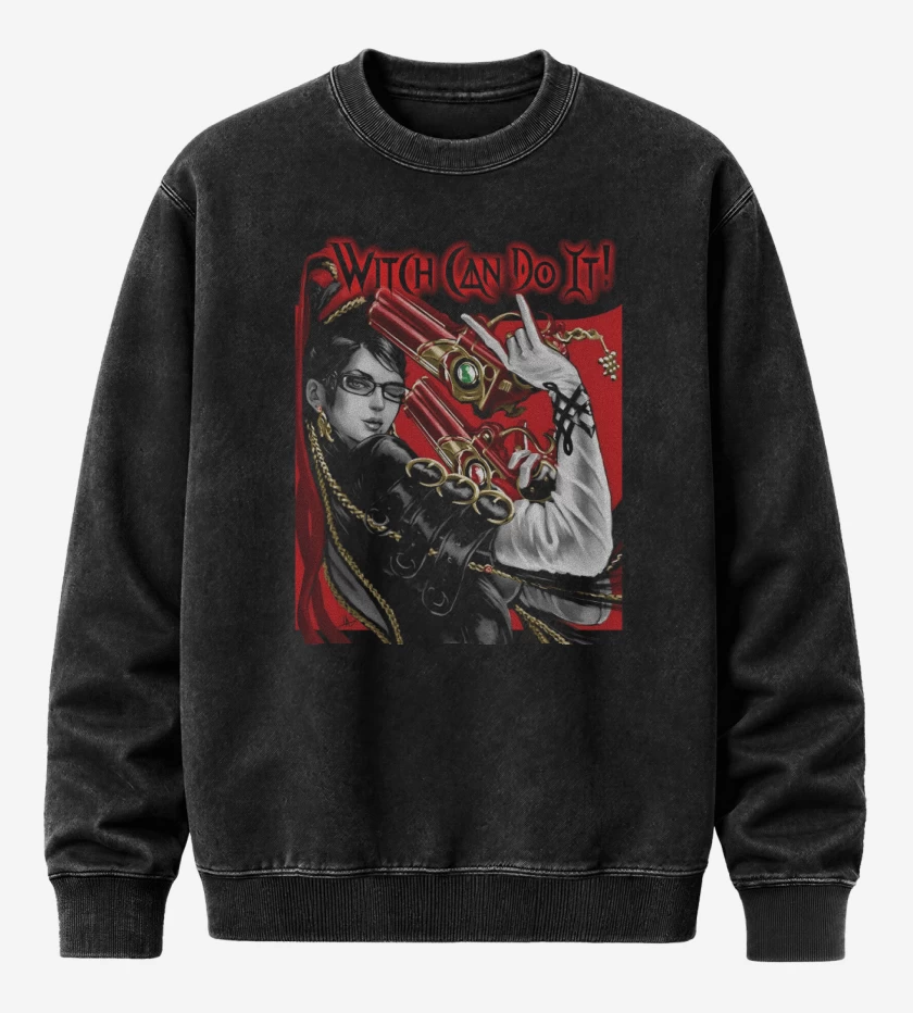 Poleron Polo Acid Wash Negro de Witch Can Do It