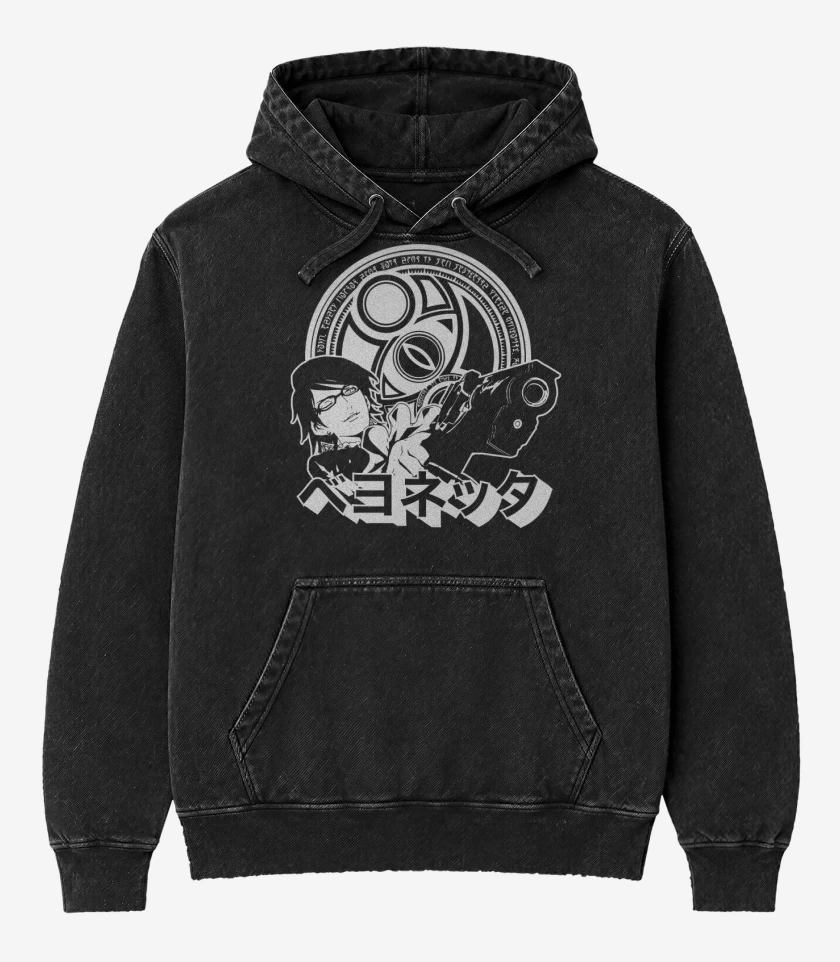Poleron Canguro Acid Wash Negro de Umbra Witch 