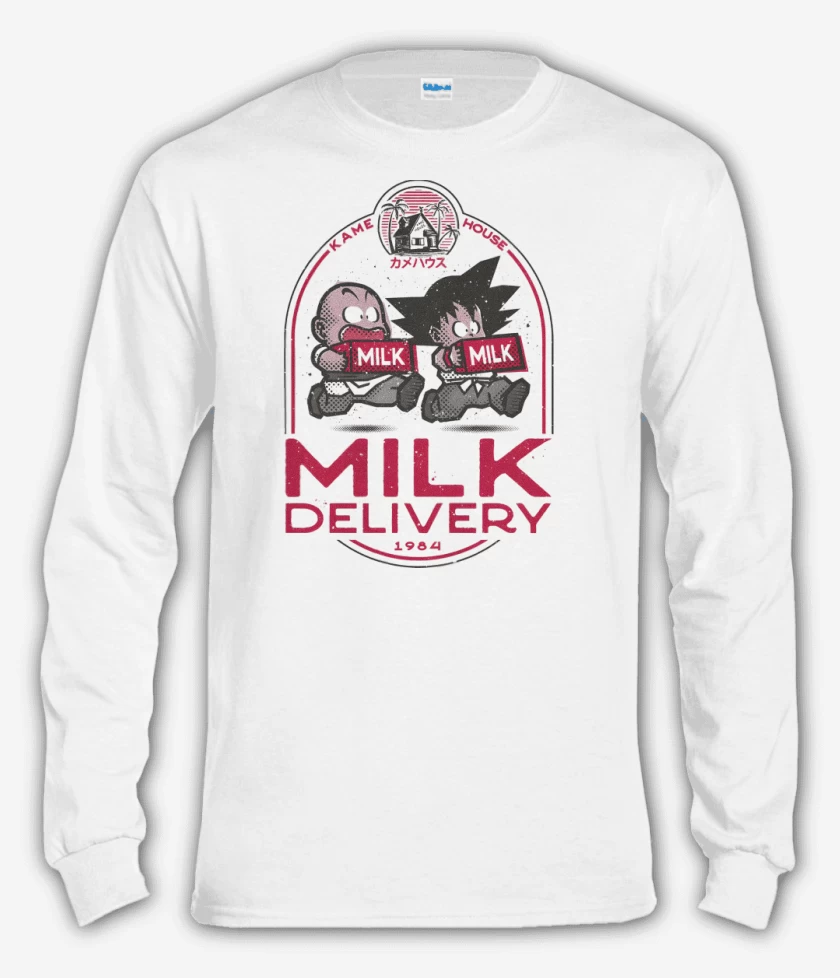 Polera manga larga Blanco de Delivery Lechero