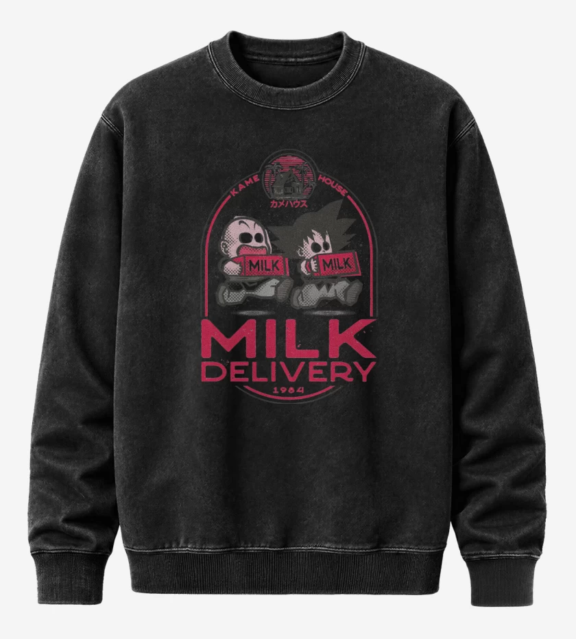Poleron Polo Acid Wash Negro de Delivery Lechero