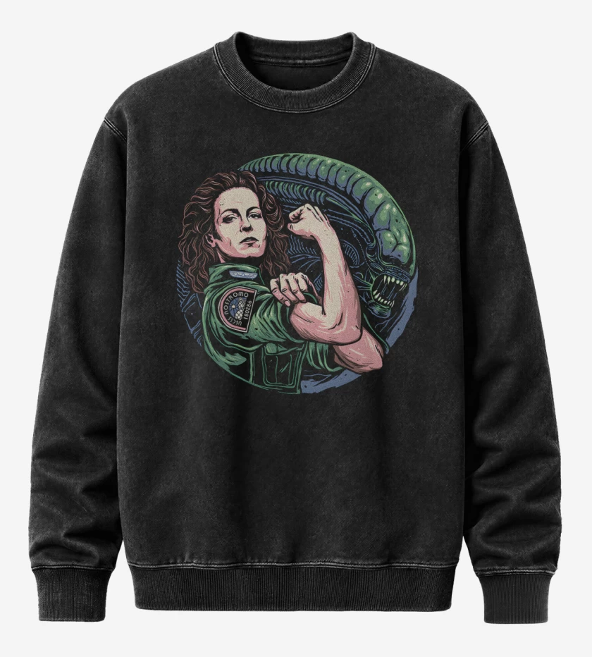 Poleron Polo Acid Wash Negro de Alien Force