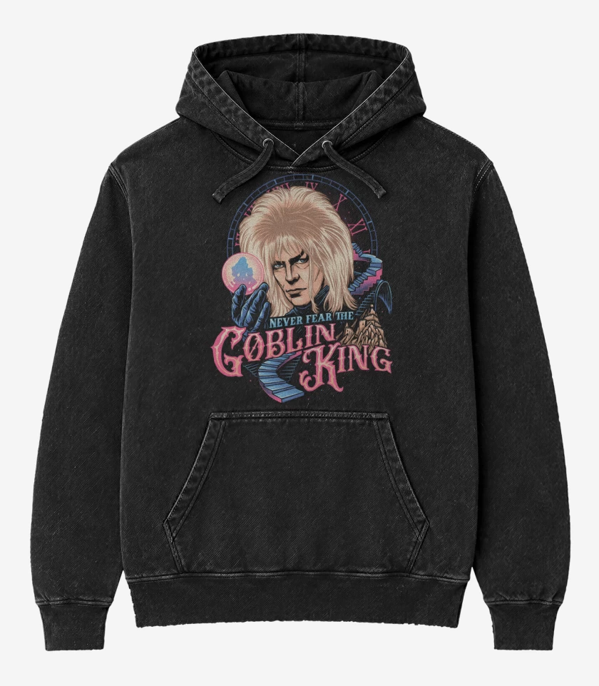Poleron Canguro Acid Wash Negro de Rey Goblin