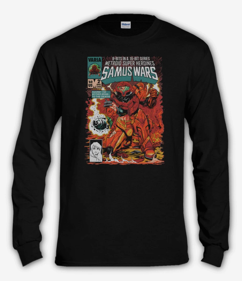 Polera manga larga Negro de Samus WARS