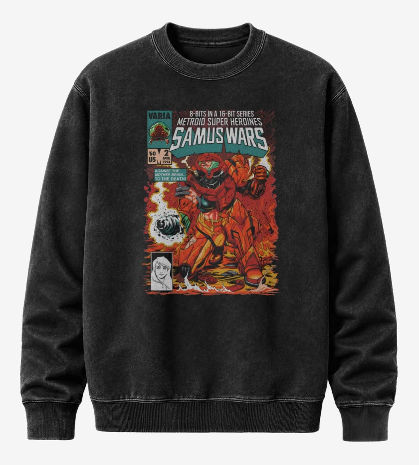Poleron Polo Acid Wash Negro de Samus WARS