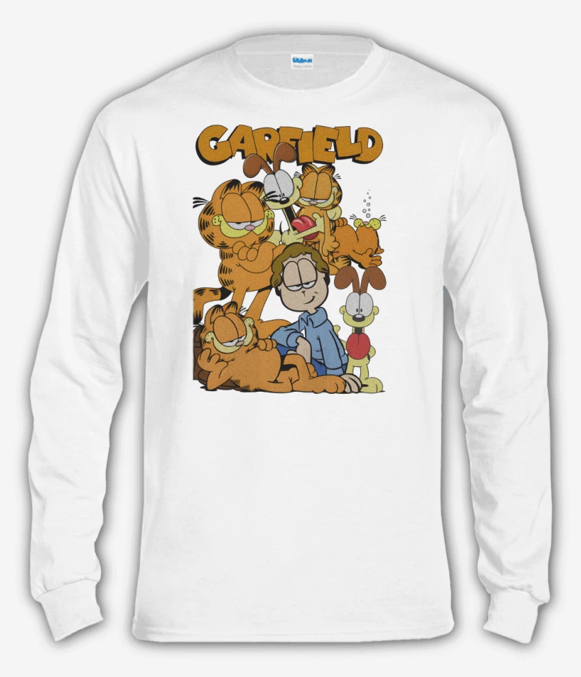 Polera manga larga Blanco de Gardfield y sus Amigos