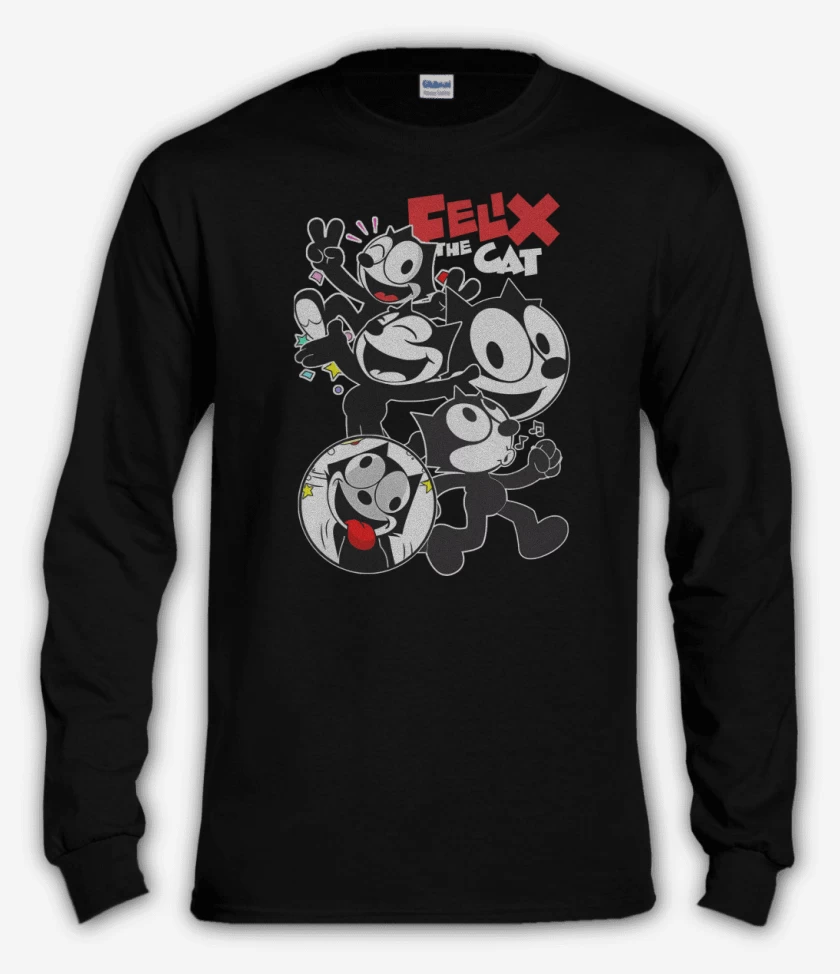 Polera manga larga Negro de Felix el Gato