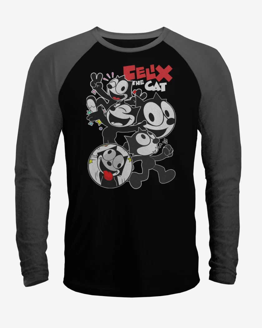 Polera Raglan Negro / Negro Heather de Felix el Gato