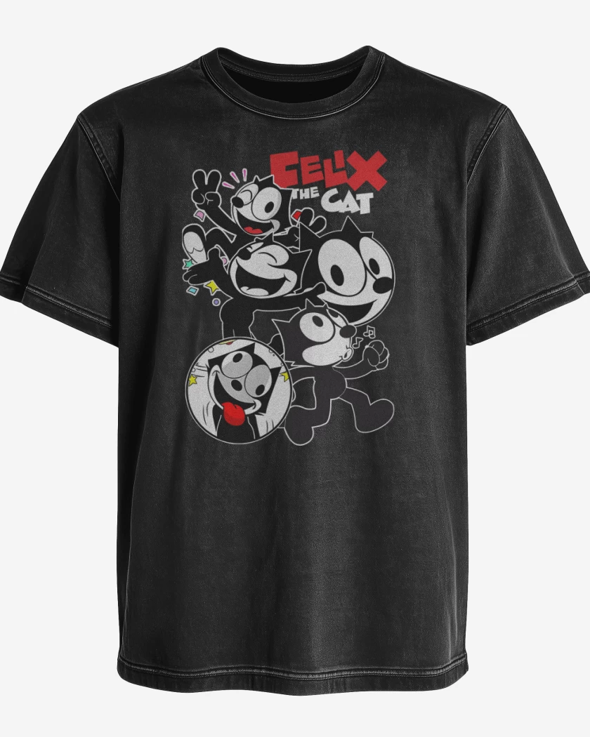 Polera desgastada Negro de Felix el Gato