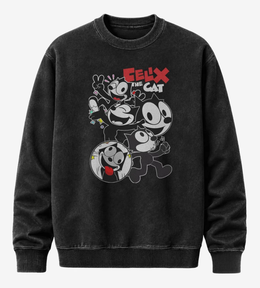 Poleron Polo Acid Wash Negro de Felix el Gato