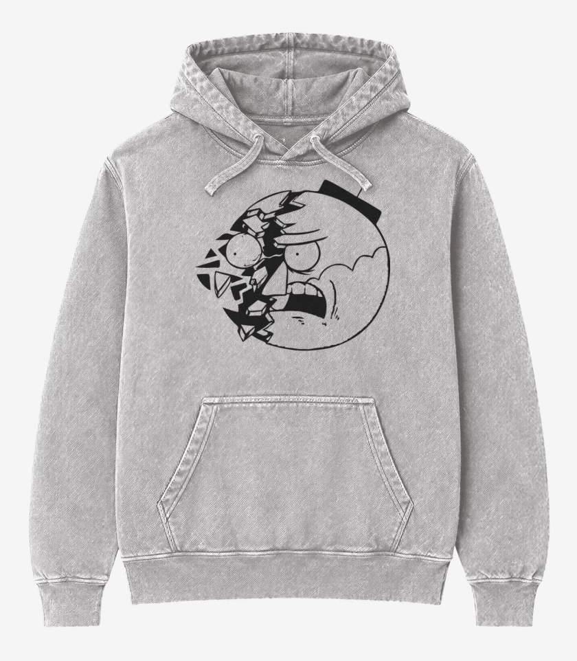 Poleron Canguro Acid Wash Gris Melange de Un show mas 3