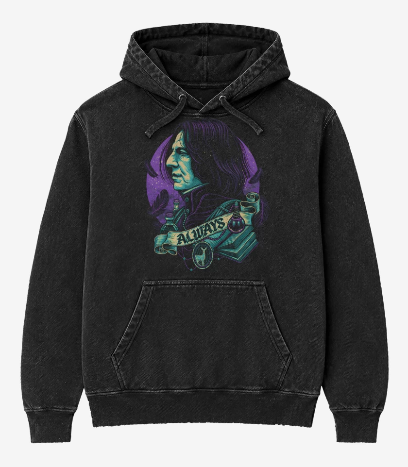 Poleron Canguro Acid Wash Negro de Severus